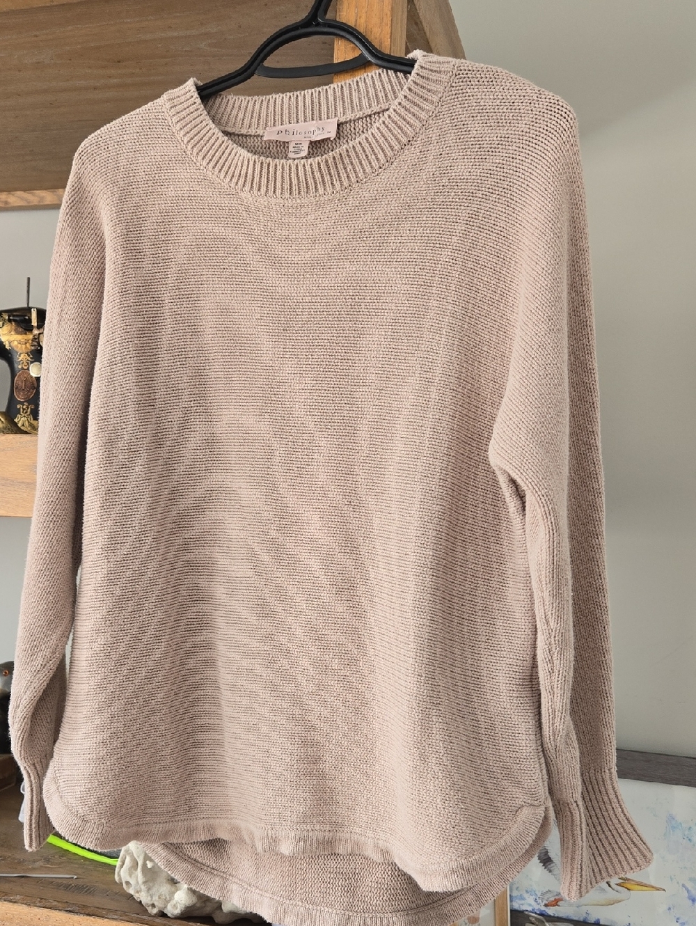 Philosophy Crewneck Sweater in Light Taupe - Medium